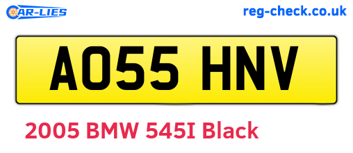 AO55HNV are the vehicle registration plates.