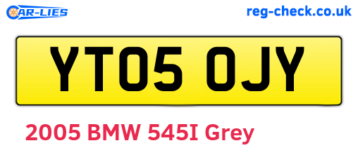 YT05OJY are the vehicle registration plates.