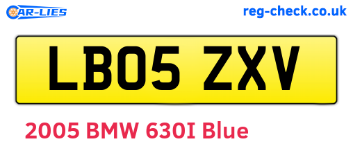 LB05ZXV are the vehicle registration plates.