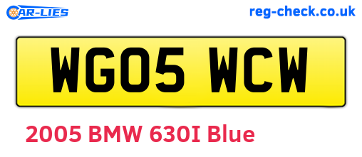 WG05WCW are the vehicle registration plates.