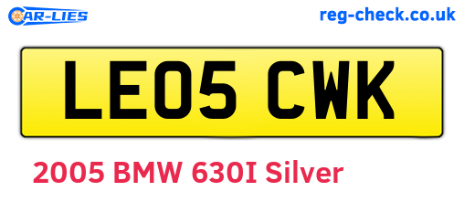 LE05CWK are the vehicle registration plates.