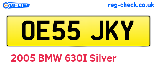 OE55JKY are the vehicle registration plates.