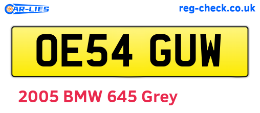 OE54GUW are the vehicle registration plates.