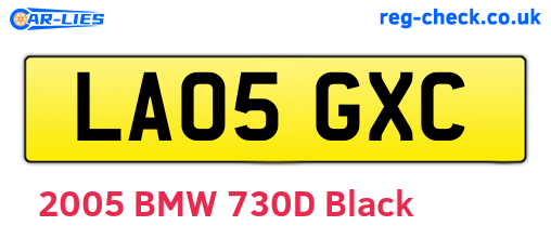 LA05GXC are the vehicle registration plates.