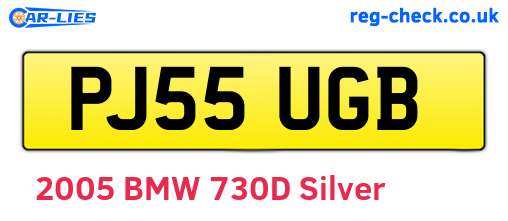 PJ55UGB are the vehicle registration plates.