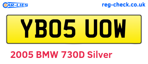 YB05UOW are the vehicle registration plates.