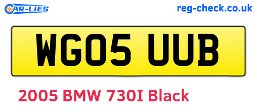 WG05UUB are the vehicle registration plates.