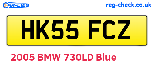 HK55FCZ are the vehicle registration plates.