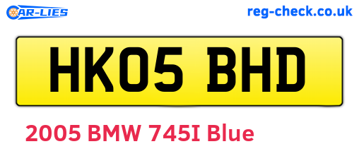 HK05BHD are the vehicle registration plates.