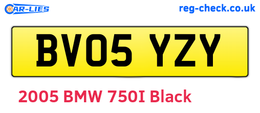 BV05YZY are the vehicle registration plates.
