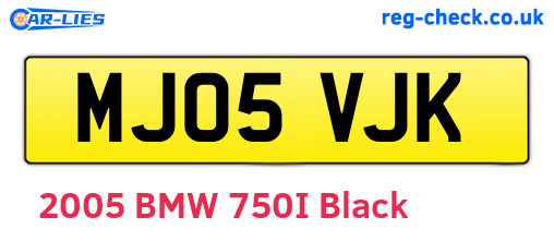 MJ05VJK are the vehicle registration plates.