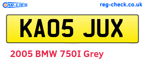 KA05JUX are the vehicle registration plates.