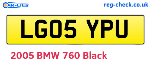 LG05YPU are the vehicle registration plates.