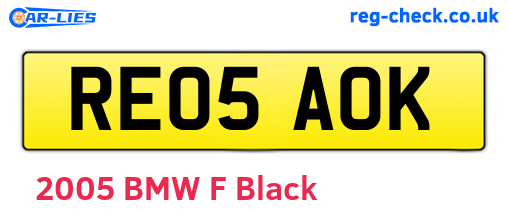 RE05AOK are the vehicle registration plates.