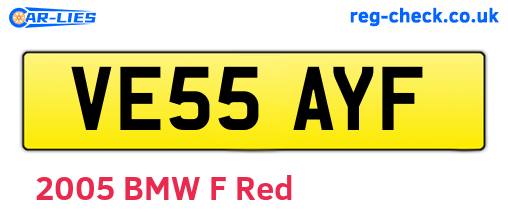 VE55AYF are the vehicle registration plates.