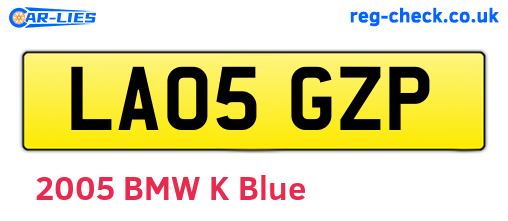 LA05GZP are the vehicle registration plates.