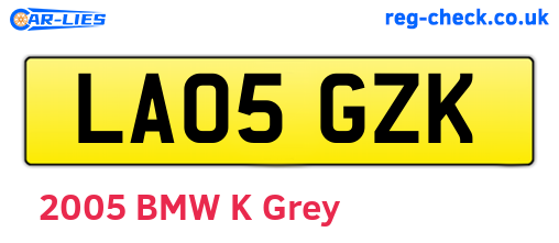LA05GZK are the vehicle registration plates.