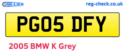 PG05DFY are the vehicle registration plates.