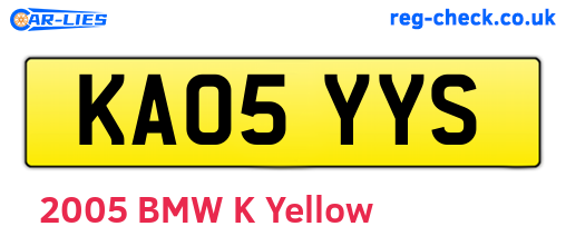 KA05YYS are the vehicle registration plates.