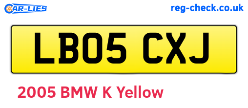 LB05CXJ are the vehicle registration plates.