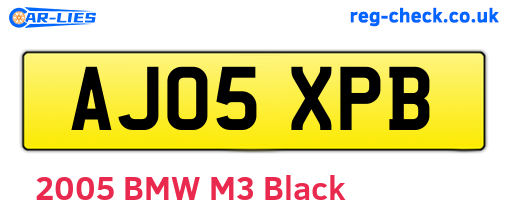 AJ05XPB are the vehicle registration plates.