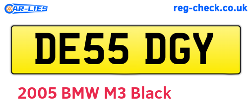 DE55DGY are the vehicle registration plates.