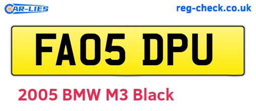 FA05DPU are the vehicle registration plates.