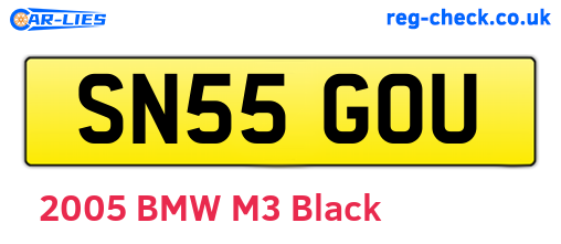 SN55GOU are the vehicle registration plates.