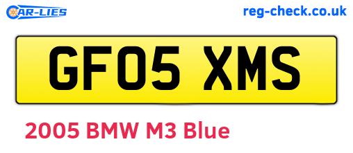 GF05XMS are the vehicle registration plates.
