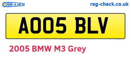 AO05BLV are the vehicle registration plates.