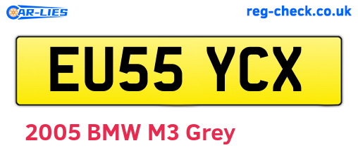 EU55YCX are the vehicle registration plates.