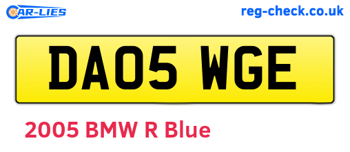 DA05WGE are the vehicle registration plates.