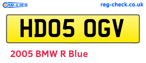 HD05OGV are the vehicle registration plates.