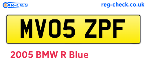 MV05ZPF are the vehicle registration plates.