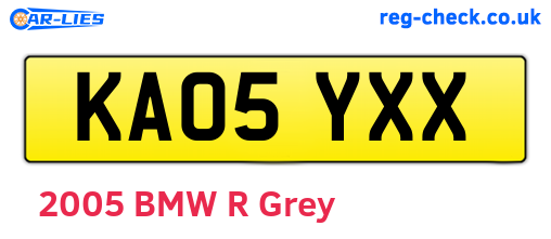 KA05YXX are the vehicle registration plates.