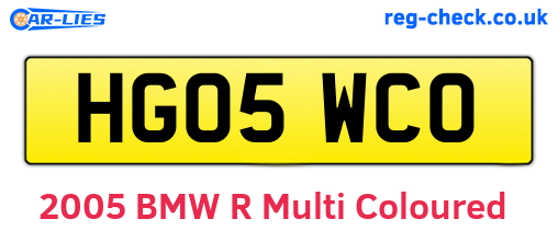 HG05WCO are the vehicle registration plates.