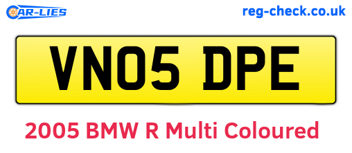 VN05DPE are the vehicle registration plates.