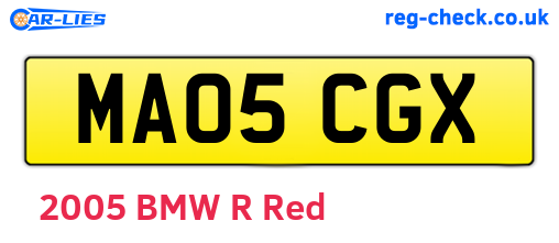 MA05CGX are the vehicle registration plates.