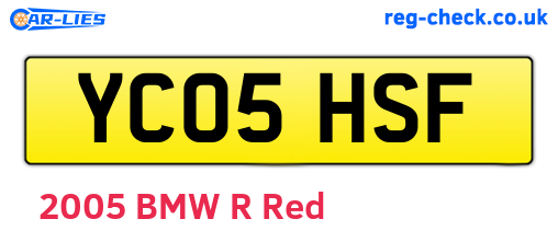 YC05HSF are the vehicle registration plates.