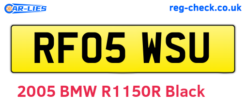 RF05WSU are the vehicle registration plates.