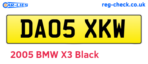 DA05XKW are the vehicle registration plates.