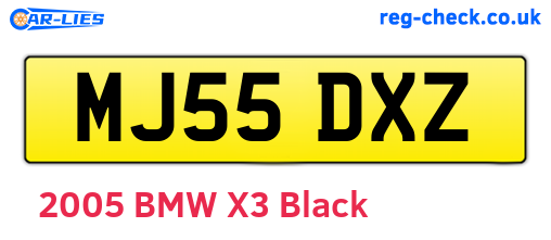MJ55DXZ are the vehicle registration plates.
