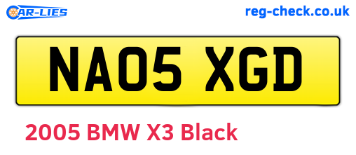 NA05XGD are the vehicle registration plates.