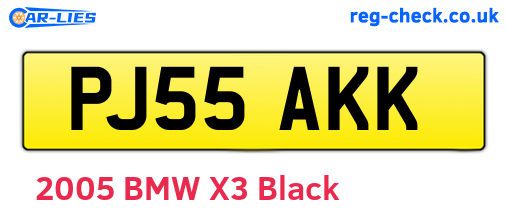 PJ55AKK are the vehicle registration plates.