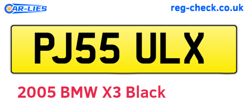 PJ55ULX are the vehicle registration plates.