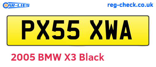 PX55XWA are the vehicle registration plates.