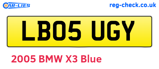 LB05UGY are the vehicle registration plates.