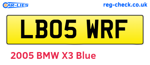 LB05WRF are the vehicle registration plates.