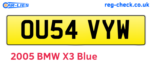 OU54VYW are the vehicle registration plates.