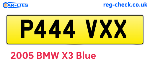 P444VXX are the vehicle registration plates.